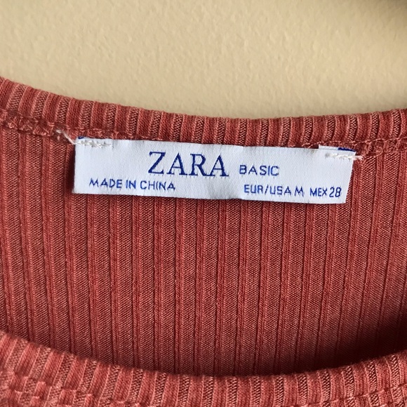 Zara Burnt Orange Ribbed Crop Top, Sz. M - Picture 3 of 3